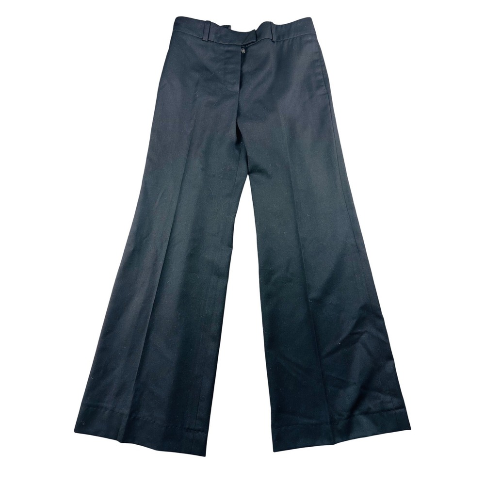 Y2K‎ Chloe High Waisted Wide Leg Trousers Women 36 Black 100% Wool France Office